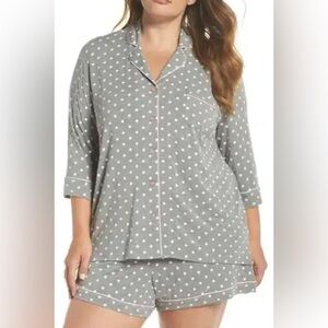 Pj SALVAGE Modal Three-Quarter Sleeve Short Grey Polka Dot Pajamas Plus Size 3X